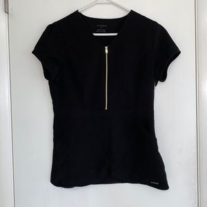 JAANUU black scrub top 1/4 zipper